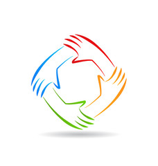 Teamwork unity hands logo 