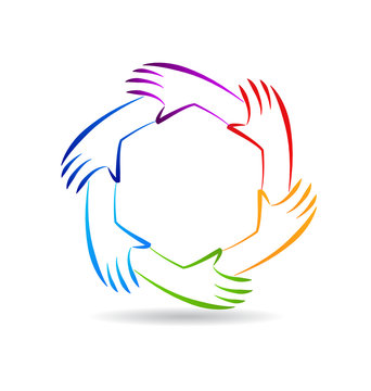 Teamwork unity hands logo identity 