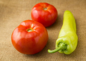 Vegetables on textile background