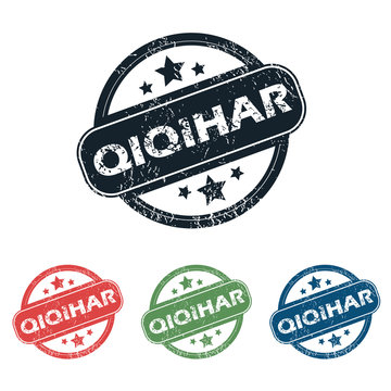 Round Qiqihar city stamp set