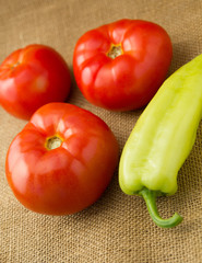 Vegetables on textile background
