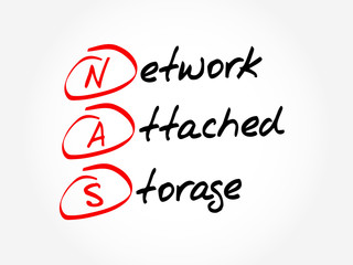 NAS - Network Attached Storage, acronym business concept