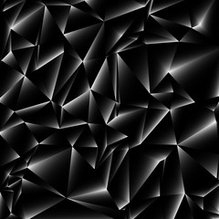 Abstract black triangular & polygonal geometric background.