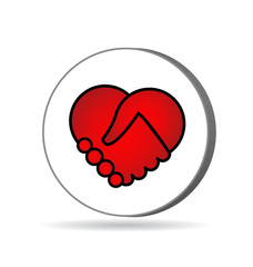 Handshaking red heart icon logo