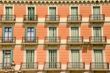 Traditional Spain house with typical balconies and windows.