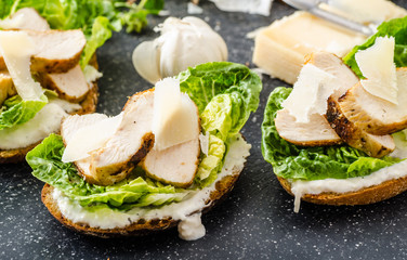 Ceasar salad on panini toast