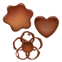 Chocolate melt blot set - heart, wave, flower forms.
