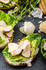 Ceasar salad on panini toast