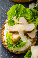 Ceasar salad on panini toast