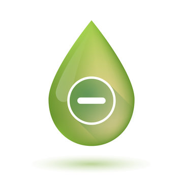 Olive oil drop icon with a subtraction sign