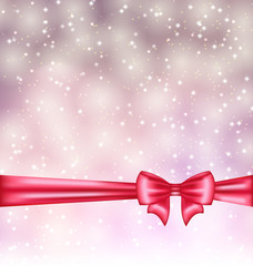Glowing background with gift bow ribbon