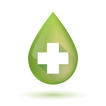 Olive oil drop icon with a pharmacy sign