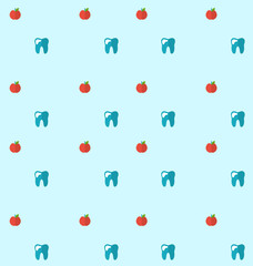 Seamless Pattern with Tooth and Apples, Health Care Background