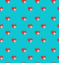 Seamless Pattern with Medical Symbol, Health Care Background