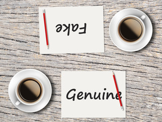 Business Concept : Comparison between genuine and fake