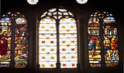 Fototapeta na wymiar Jesus Way to Cross Stained Glass Salamanca New Cathedral Spain
