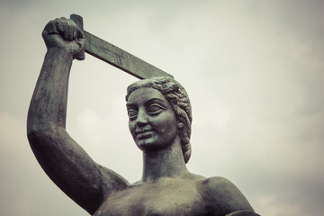 The Warsaw Mermaid called Syrenka on the Vistula River bank in W © Curioso.Photography