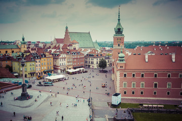 Obraz premium WARSAW, POLAND - JULY 08, 2015: Old town in Warsaw, Poland. The