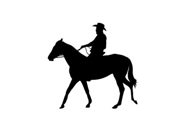 silhouette of Cowboy sitting on his horse 