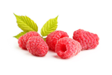 Red raspberry isolated on a white
