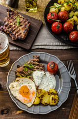 Grilled pork meat with beer