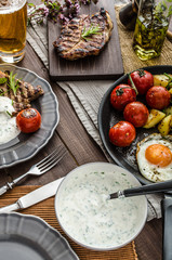 Grilled pork meat with beer