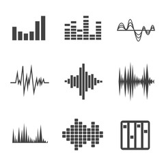Obraz premium Vector sound waves set