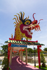 The Elegant Dragon on the sky at chinese temple in Thailand.