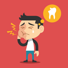 Toothache vector flat cartoon illustration