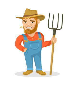 Funny farmer vector flat illustration
