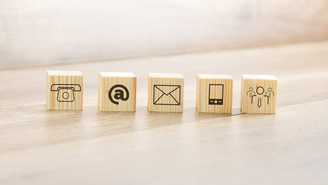 Wooden Blocks with Assorted Contact Illustrations - Powered by Adobe
