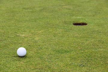 Golf ball on lip of cup
