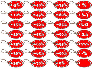 Red label with percentage discount