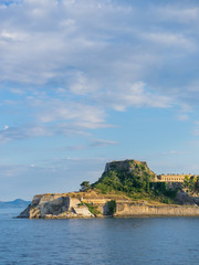 Fototapeta na wymiar Hellenic temple and old castle at Corfu