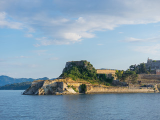 Hellenic temple and old castle at Corfu