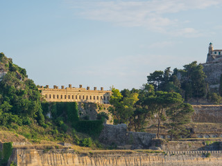 Fototapeta premium Hellenic temple and old castle at Corfu