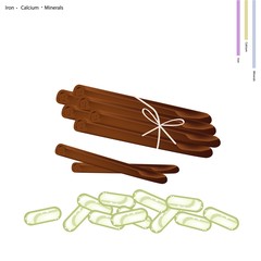 Dry Cinnamon Sticks with Minerals and Pill