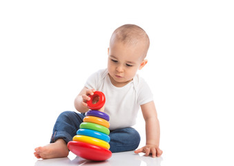 Baby with moto skills toys