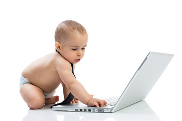 Technological baby child businessman