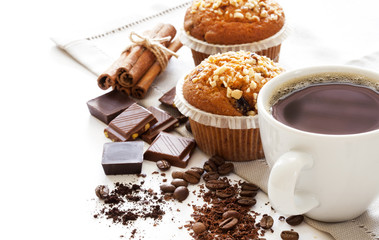 Muffin cakes with coffee