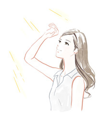 日差しを浴びる女性