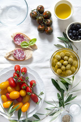 ingredients for a summer snack. summer products.sandwich with sa