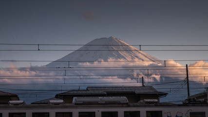 view of mount fuji from kawaguchiko train station in march 2013