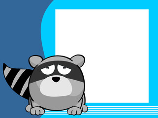 cute raccoon cartoon frame background in vector format