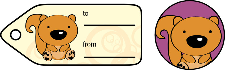 cute baby squirrel gift card cartoon in vector format