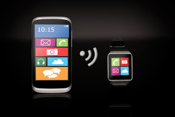 Modern internet smart watch and smartphone.