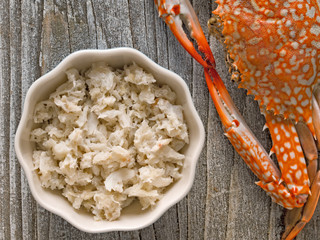 rustic chunky cooked crab meat © fkruger