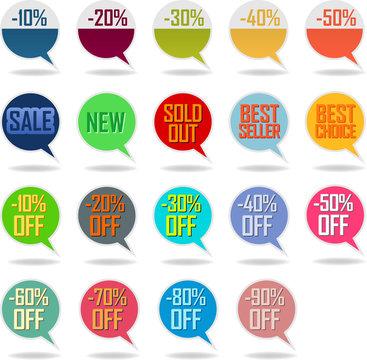 Colorful sales bubbles vector pack