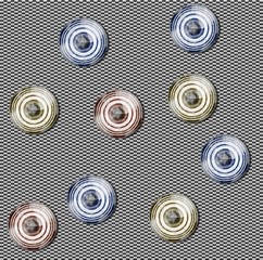 Black-and-white pattern with colored circular elements