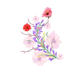 watercolor illustration flowers in simple background